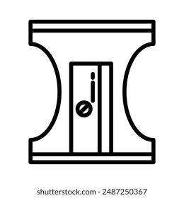 Pencil sharpener linear logo mark in black and white