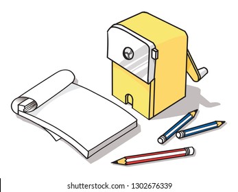 pencil sharpener notebook vector illustration isolated