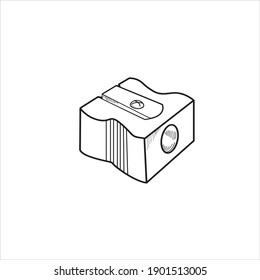 pencil sharpener. office supplies. vector outline illustration on a white background.