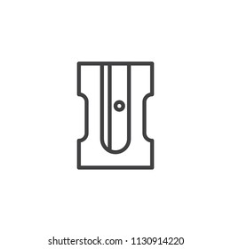 Pencil sharpener outline icon. linear style sign for mobile concept and web design. simple line vector icon. Stationery symbol, logo illustration. Pixel perfect vector graphics