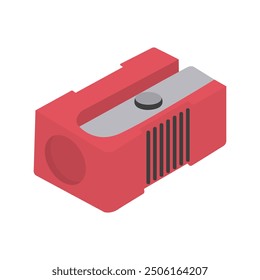 Pencil sharpener. School stationery symbol. Flat cartoon style. 