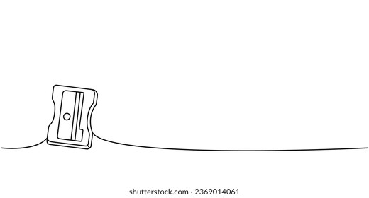 Pencil sharpener, school supplies one line continuous drawing. Back to school continuous one line illustration. Vector minimalist linear illustration.