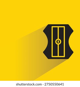 pencil sharpener with shadow on yellow background
