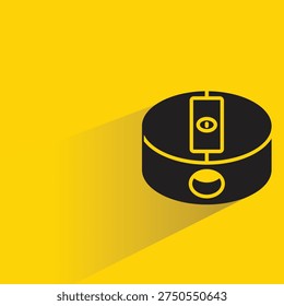 pencil sharpener with shadow on yellow background