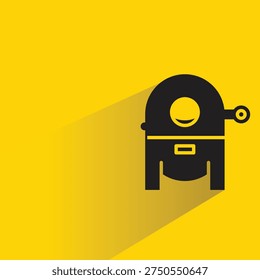 pencil sharpener with shadow on yellow background