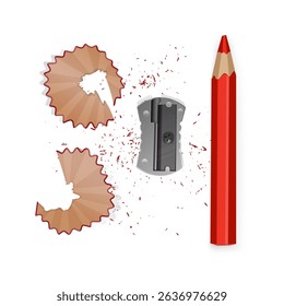 Pencil, Sharpener, and Shavings A School and Art Supplies Still Life
