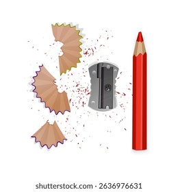 Pencil, Sharpener, and Shavings A School and Art Supplies Still Life