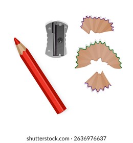 Pencil, Sharpener, and Shavings A School and Art Supplies Still Life