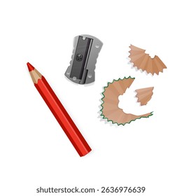 Pencil, Sharpener, and Shavings A School and Art Supplies Still Life