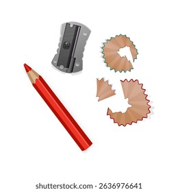 Pencil, Sharpener, and Shavings A School and Art Supplies Still Life