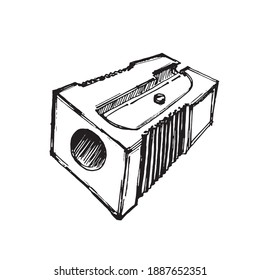 Pencil sharpener sketch .Hand drawn rough sharpener sketch.