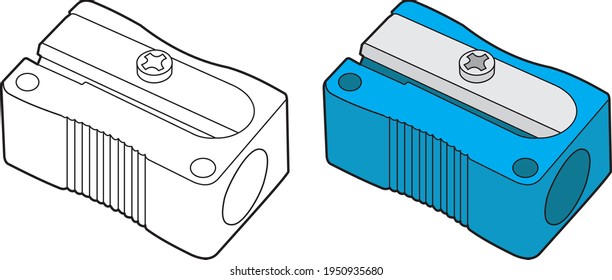 Pencil Sharpener stationary vector drawings, cartoon vector, line art and color