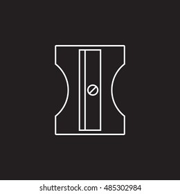 Pencil sharpener thin line icon, stationary outline vector logo illustration, linear pictogram isolated on black