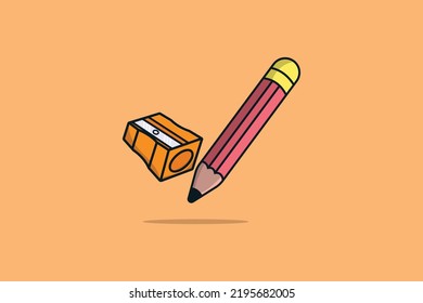 Pencil with sharpener vector icon illustration. Education icon design concept.