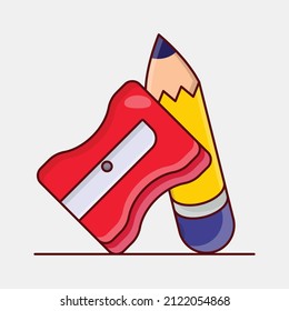 pencil sharpener Vector illustration isolated on a transparent background. vector line flat icons for concept or web graphics.