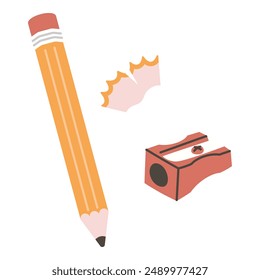 Pencil. Pencil sharpener. Vector illustration on white background