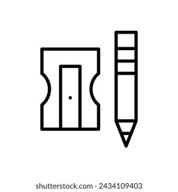 Pencil Sharpener Vector Line Icon Design