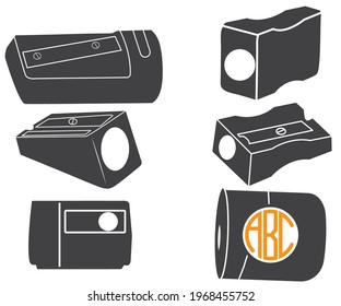 Bleistiftschärfer, Vektorgrafik des Bleistiftschärfensymbols, Vektorsymbol des Bleistiftspitzers, Silhouette.
