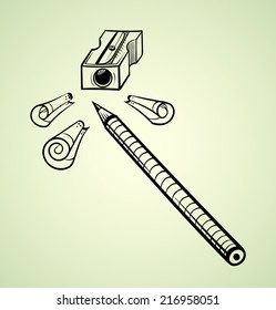 pencil and sharpener vector sketch
