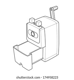 Pencil sharpener with wood waste outline vector