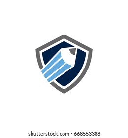 Pencil And Shield Logo Template