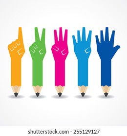 Pencil shows number one to five stock vector