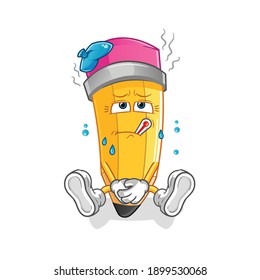 pencil sick vector. cartoon character