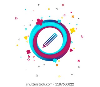 Pencil sign icon. Edit content button. Colorful button with icon. Geometric elements. Vector