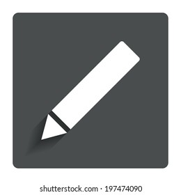 Pencil sign icon. Edit content button. Gray flat button with shadow. Modern UI website navigation. Vector