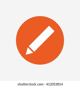 Pencil sign icon. Edit content button. Orange circle button with icon. Vector