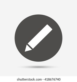 Pencil sign icon. Edit content button. Gray circle button with icon. Vector