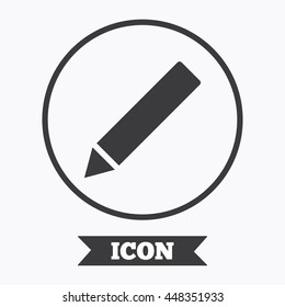 Pencil sign icon. Edit content button. Graphic design element. Flat symbol in circle button. Vector