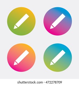 Pencil sign icon. Edit content button. Gradient flat buttons with icon. Modern design. Vector