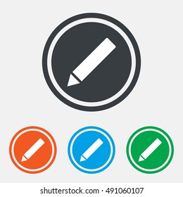 Pencil sign icon. Edit content button. Graphic design web element. Flat pencil symbol on the round button. Vector