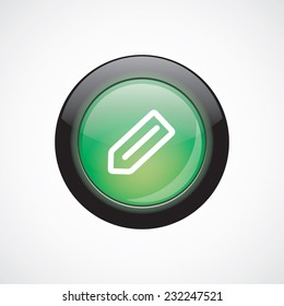 pencil sign icon green shiny button. ui website button 