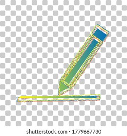 Pencil sign illustration. Blue to green gradient Icon with Four Roughen Contours on stylish transparent Background. Illustration.