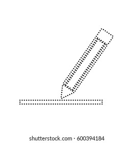 Pencil sign illustration. Vector. Black dotted icon on white background. Isolated.