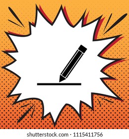 Pencil sign illustration. Vector. Comics style icon on pop-art background.