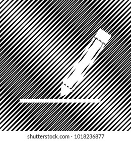 Pencil sign illustration. Vector. Icon. Hole in moire background.
