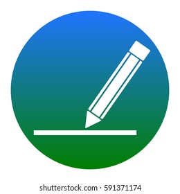 Pencil sign illustration. Vector. White icon in bluish circle on white background. Isolated.