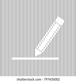 Pencil sign illustration. Vector. White icon on grayish striped background. Optical illusion.