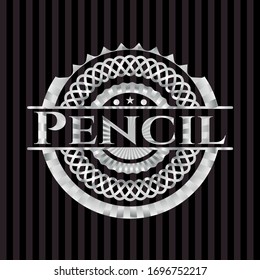 Pencil silver badge. Vector Illustration. Mosaic.