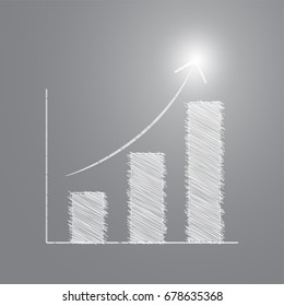 Pencil sketch Bar chart with successful light