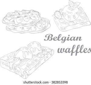 pencil sketch Belgian waffles. EPS10