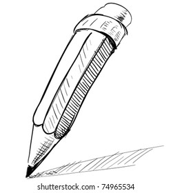 Pencil Sketch Cartoon Vector Illustration