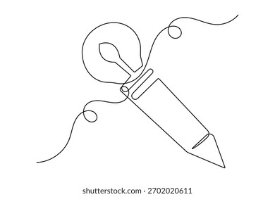 Pencil sketch continuous one line drawing minimalist outline vector illustration for decoration