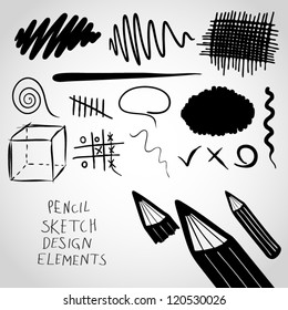 Pencil sketch design elements.