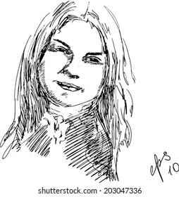 pencil sketch of girl