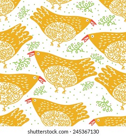 pencil sketch seamless pattern with flowers and birds