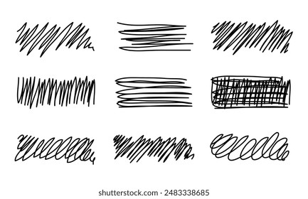 Lápiz boceto textura garabato colección. Textura de línea dibujada a mano alzada a mano alzada.